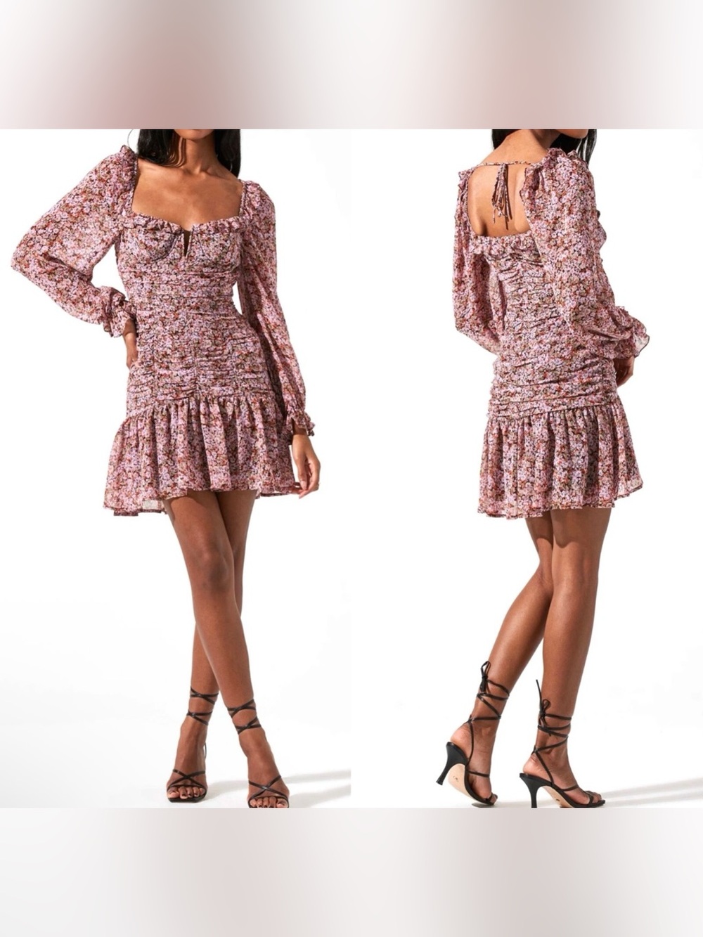 Astr Pink Floral Smocked Mini Dress size S